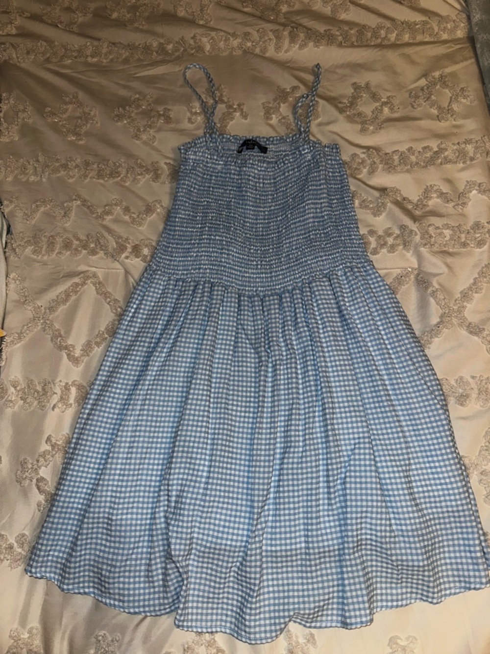 Lulu's Light Blue Gingham Smocked Sundress